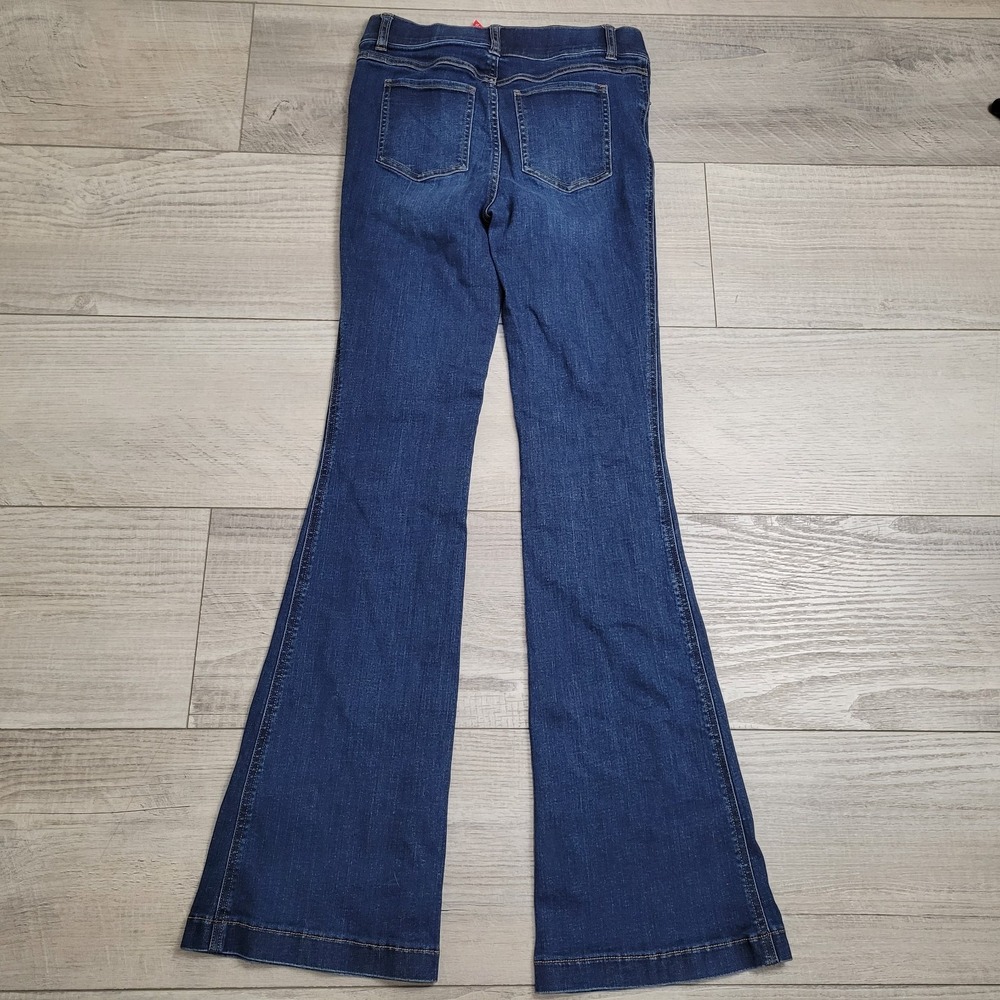 SPANX Jeans Women's S 28x33 Indigo Bootcut Pull‑On Stretch Mid Rise Denim Boho - Picture 12 of 16